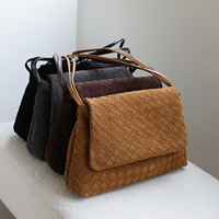 Sacs en daim tissés, sacs à bandoulière pour femmes en cuir de vachette nubuck tissé à la main, sacs messager en cuir véritable, mode décontractée