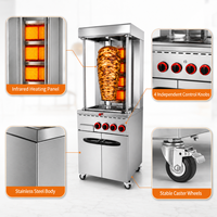 Nouvelle machine à shawarma verticale au gaz COOKAID à 4 brûleurs, armoire de rangement, restaurants commerciaux, haute capacité 100 kg/h, 304