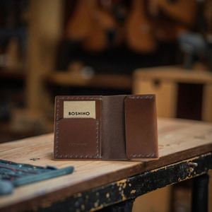 Boshiho Genuine Leather Anti-Theft Minimalist Portable Vintage Multi-function Handmade Custom Size Travel <b>Id</b> Card <b>Holder</b> Pocket - Product Image 2