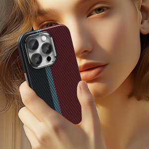 Funda trasera con marco de Metal a prueba de golpes magnético de lujo, función de carga inalámbrica, patrón de fibra de carbono, funda de teléfono para PC para - Product Image 4