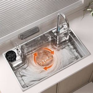Kitchen stainless steel sink with silver granular texture <b>large</b> single-basin integrated basin countertop middle basin - Product Image 2
