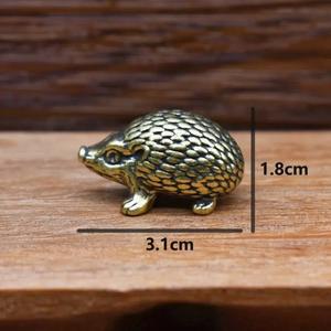 Grosir tembaga padat kecil landak Mini kreatif Retro teh hewan peliharaan perunggu antik ukiran tangan kerajinan hadiah ornamen - Product Image 3