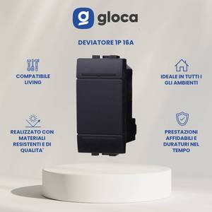 Gloca Lot de 10 prises murales 1P 16A 250V pour série Living, installation facile, plastique, IP20, mise à la terre standard - Product Image 2