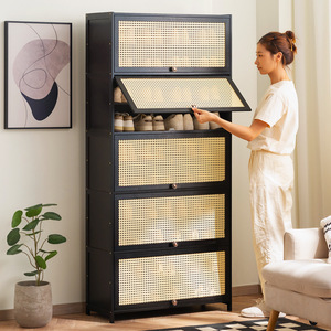 Étagère à chaussures grande capacité, gain de place, rangement d'entrée, multifonctionnelle, design en bois massif pour usage domestique - Product Image 1