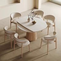 Table à manger en bois massif extensible et rétractable, table à manger ronde pliante, table à manger haut de gamme