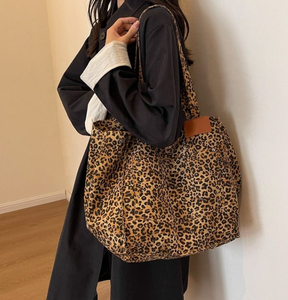 Custom Print Leopard Print Loose Cotton Canvas Women's Handbag Mommy Shopping <b>Bag</b> - Product Image 2