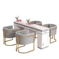 Ensemble table et chaise de manucure en marbre, style nordique moderne, personnalisable, durable et écologique, pour salon de beauté.