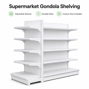 Étagère gondole en acier laminé à froid, double face, réglable, pour présentation en magasin, revêtement en poudre époxy pour supermarché - Product Image 1