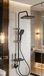 Ensemble de douche pluie mural en bronze canon avec grand jet supérieur, design thermostatique à toucher froid et économie d'eau - Product Image 3