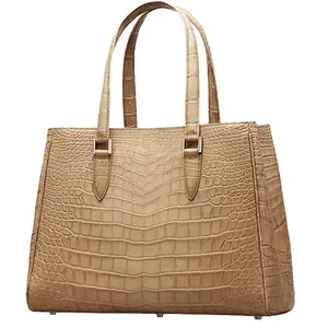 Luxury high quality genuine crocodile skin handbag, real crocodile skin tote bag