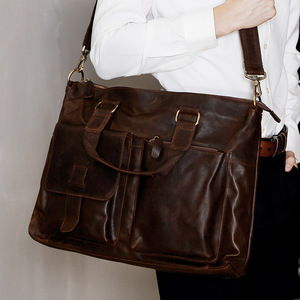 Joyir Genuine Leather Briefcase 17 Inch Men's Business <b>Laptop</b> Bag Multi-functional Shoulder Crossbody Bag - Product Image 2