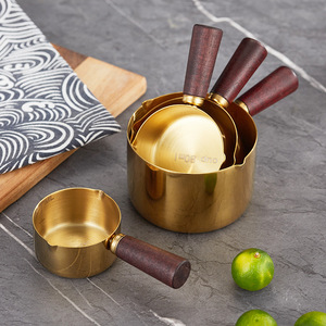 304 Stainless Steel Measuring Spoon with Wooden Handle Precision Steak Seasoning and Ketchup Cup Mini <strong>Dipping</strong> <strong>Pot</strong> - Product Image 2