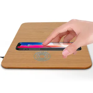 Soporte de madera para bolígrafo de cuero PU, cargador de teléfono, alfombrilla de ratón de carga rápida inalámbrica, 10W, 3CYM, gran oferta