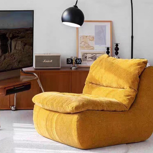 Modern Yellow <b>Fabric</b> <b>Sofa</b> Bed One Seat Pillow Back Padded Arm Comfortable Living Room Furniture - Product Image 1