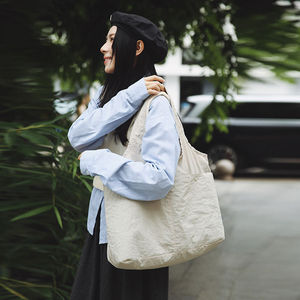 Women's <b>large</b> capacity customizable logo printed linen cotton canvas shopping <b>bag</b> - Product Image 3