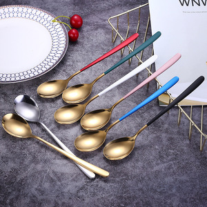 Cuchara de Postre Coreana de Acero Inoxidable 304, Cuchara para Mezclar de Mango Largo, Portátil para Uso en Restaurantes - Product Image 1
