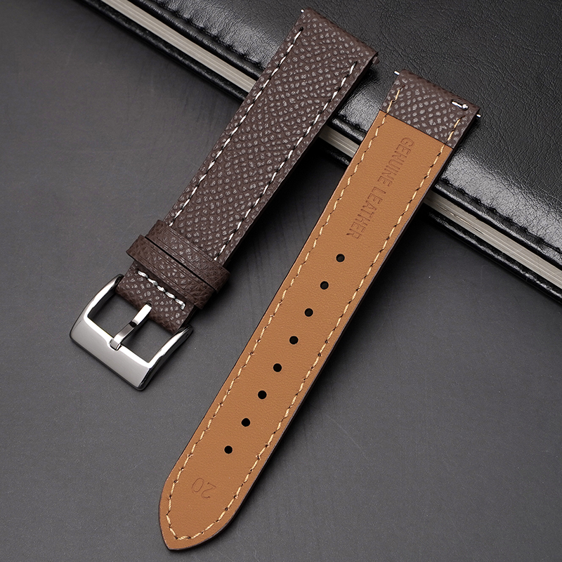 Dark Brown&White Line+Silver Buckle