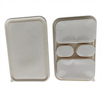 Barquette alimentaire jetable personnalisée en amidon de maïs, 4 compartiments, compatible micro-ondes, biodégradable, anti-fuite, sans BPA, boîte à lunch