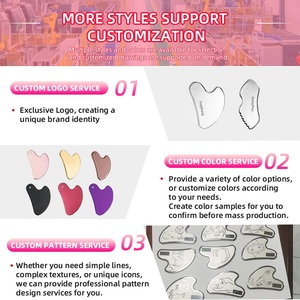 ODM/OEM masaje facial rodillo de acero inoxidable instrumento de estiramiento facial hogar rodillo facial Acero inoxidable GUA SHA Set - Product Image 5