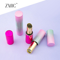 Tube de rouge à lèvres holographique vide, violet rose, étui magnétique pour rouge à lèvres, tube rond en plastique pour baume à lèvres avec coupelle intérieure dorée de 11 mm