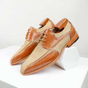 Handmade Custom Men's Business Formal Leather <b>Shoes</b> Multi-color Square Toe Lace-up <b>Height</b> <b>Increasing</b> Breathable Anti-Slip - Product Image 4