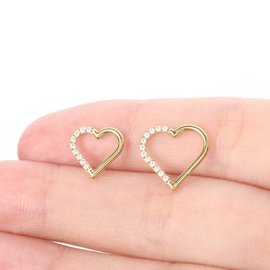 G23 <b>Titanium</b> Heart Seamless <b>Ring</b> with CZ or Plain Design | Hypoallergenic Hinged Clicker for Daith Septum Cartilage Piercing - Product Image 3