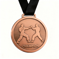 Médaille d'arts martiaux en métal avec motif en relief 3D, pose de Kung Fu, logo personnalisé, souvenir, en alliage de zinc, pour événement, vente en gros