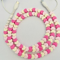 Nouveaux câbles de charge rapide Type-C avec perles en forme de cœur colorées pour téléphones et ordinateurs, cadeau pour la Saint-Valentin
