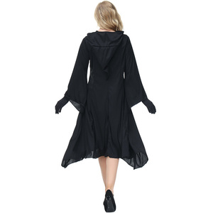 Costume di Halloween per Carnevale, Fantasma Bianco Timido con Maniche Larghe, Cappello a Punta, Vestito da Strega Stampato, Abito da Fantasma Divertente per Adulti - Product Image 4