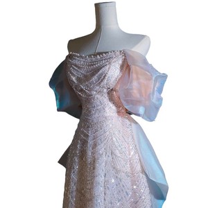 Mermaid Evening Gown For Women Off The Shoulder Ruffles Natural Waist Pink Color Coming Of Age Ceremony Dress - Product Image 5