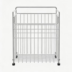 Chariot à linge en métal avec panier amovible, chariot utilitaire robuste pour la maison et la salle de bain - Product Image 4