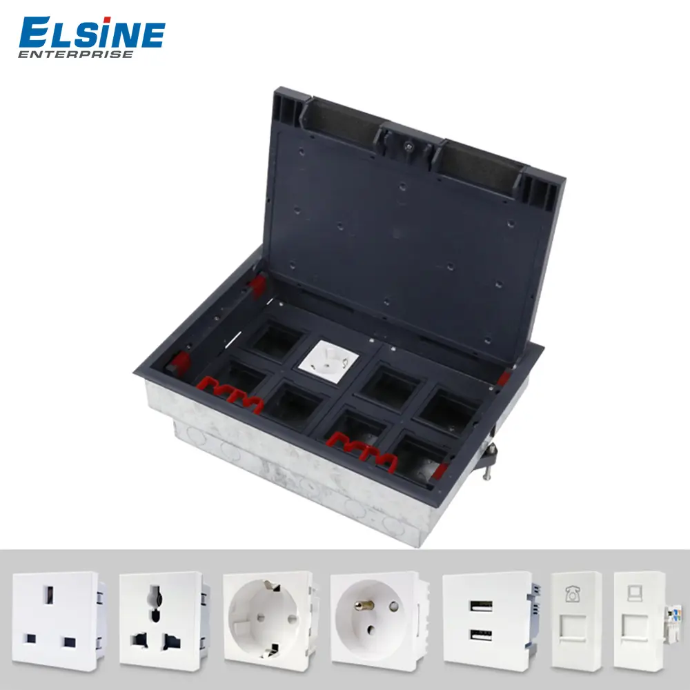 Raised Floor Box Electrical Outlet Junction Box Screeded Floor Systems Waterproof Raised Under Floor System Floor Box 16 Module Socket