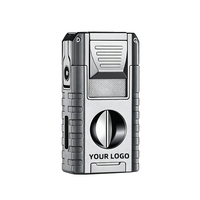 Briquet torche vintage JH personnalisé avec impression sérigraphique / gravure laser, flamme jet premium et coupe-cordon tranchant