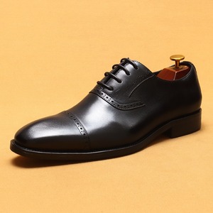 Chaussures de mariage à lacets en cuir gaufré-Chaussures Oxford formelles à bout rond et à trois boutons pour le printemps/été - Product Image 6