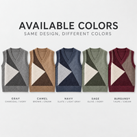 Gilet en tricot personnalisé pour femme, col en V, color block, sans manches, motif géométrique, pour tenue quotidienne superposée