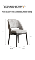 Chaise de salle à manger rembourrée de style nordique moderne, assise en tissu avec pieds en bois noir, design élégant ajouré pour la maison, le restaurant, le café, l'hôtel