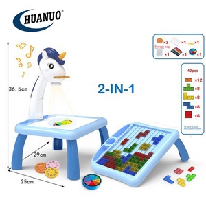 HUANUO <span class=keywords><strong>Projecteur</strong></span> LED Peinture Table Bloc de Construction Enfants Jouets Enfants Planche à Dessin Bureau Avec Bloc Carré - Product Image 1