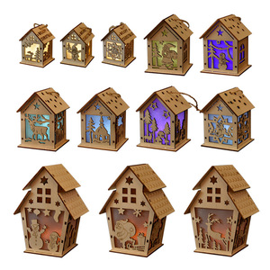 Decoración de cabinas de Navidad, adornos de exhibición de ventana, árbol de Navidad colgante, casa de nieve de madera con luz LED, artesanías, regalos - Product Image 1