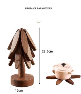 Set di 3 <span class=keywords><strong>Sottopentola</strong></span> in <span class=keywords><strong>Legno</strong></span> Naturale con Supporto - Resistenti al Calore e Pieghevoli per Piatti Caldi, Pentole, Ciotole e Utensili da Cucina W24-608 - Product Image 2
