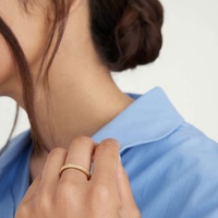 Bague d'empilage à double perle en argent 925 personnalisée européenne et américaine Milskye