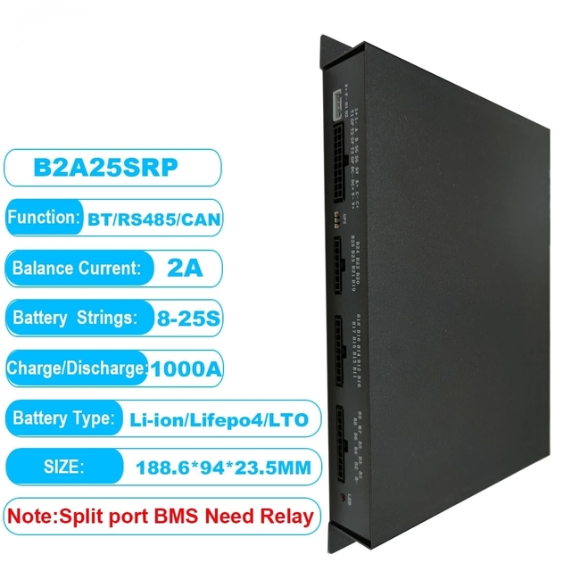 B2A25SRP JK Smart Bms 8S 9S 10S 12S 13S 14S 16S 17S 20S 21S 24S 2A 5A Balance Current Li-Ion LTO Lifepo4 bms 600A storage relay