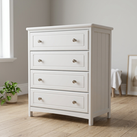 Élégante armoire de rangement en bois à 4 tiroirs – Design européen en Radiata/MDF avec poignées robustes en alliage pour chambres à coucher (maison et hôtel)