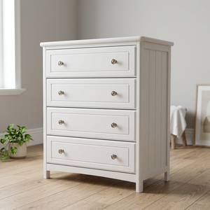 Commode européenne moderne à 4 tiroirs avec tiroirs à glissière fluide et poignées en alliage durable - Rangement spacieux en blanc et noir classiques - Product Image 1