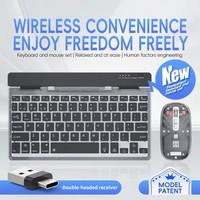 Keyboard dan Mouse Mini Nirkabel Transparan Slim Kustom dengan Lampu Latar RGB, Keyboard dan Mouse Isi Ulang untuk Laptop Tablet PC