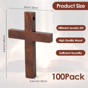 Kalung Gelang gantungan kunci DIY dekorasi kerajinan Halloween Paskah lintas agama kayu polos warna cokelat Mini - Product Image 2