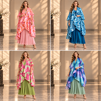 Ensembles de pantalons plissés maxi à col en V pour femmes, élégants, décontractés, pour les fêtes, grandes tailles, vente en gros