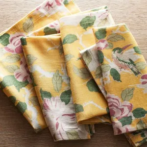 Juniper-servilletas de algodón con estampado de hojas verdes y blancas, tejido de algodón ecológico puro, bordadas, usadas en Hotel y hogar, 100%