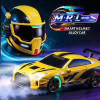 Voiture de course RC électrique à l'échelle 1:64 en alliage, avec casque créatif, télécommande 2.4G, lumières à commutation de vitesse, radiocommandée