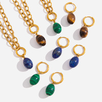 Collar de Bambú con Ojo de Tigre de Piedra Natural, Accesorio de Lujo Ligero, No se Desvanece, Joyería de Verano de Alta Gama en Acero Inoxidable