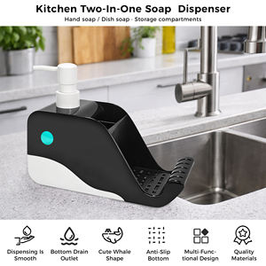 Dispenser per sapone di plastica a tema balena pompa manuale, portaspugna e vassoio di scolamento per lavello da cucina sapone l - Product Image 4